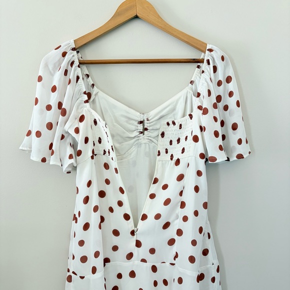 Abercrombie & Fitch Flutter Sleeve Keyhole
Mini Dress Polka Dot Brown Ivory S - Picture 13 of 15